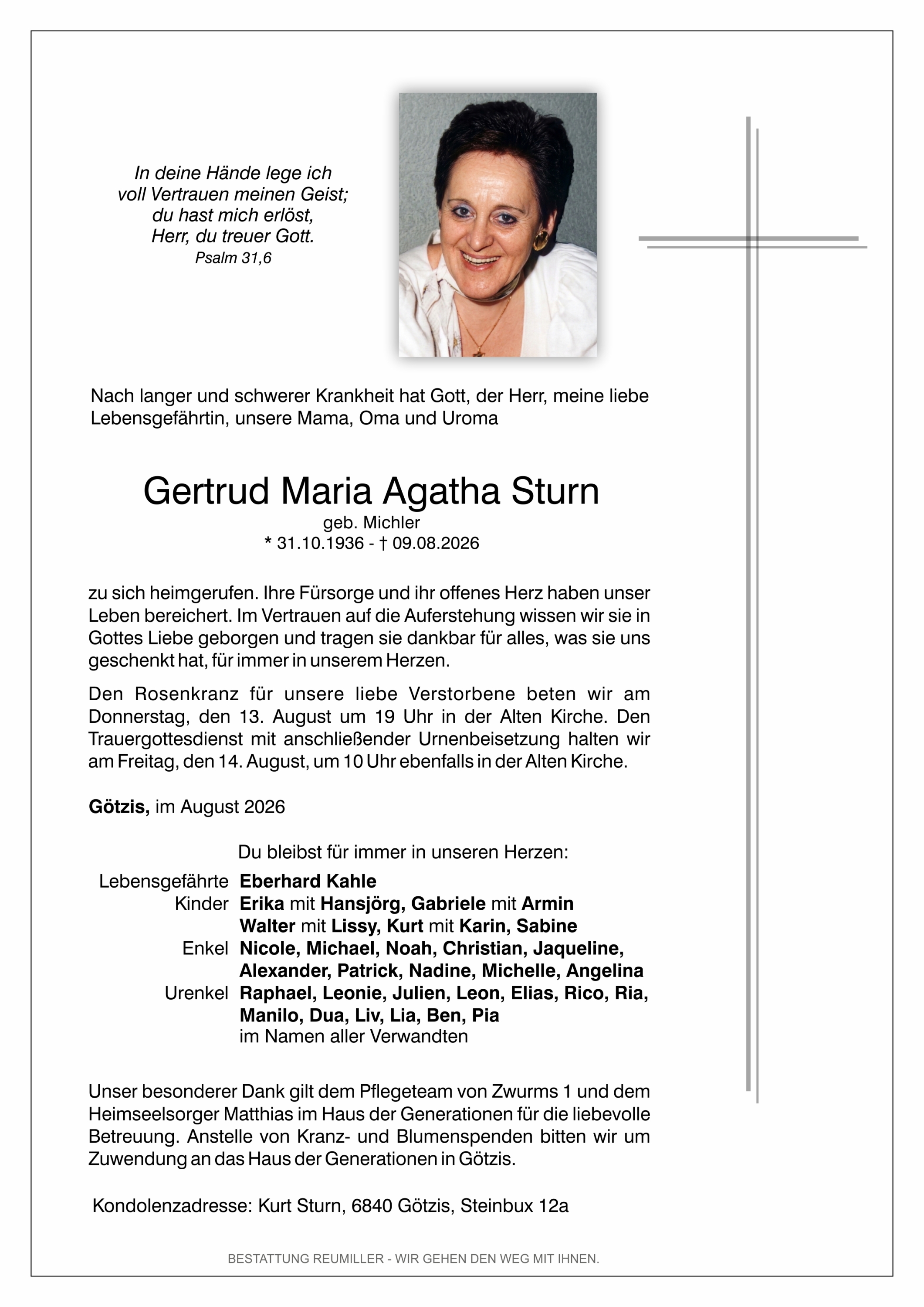 Gertrud Maria Agatha  Sturn